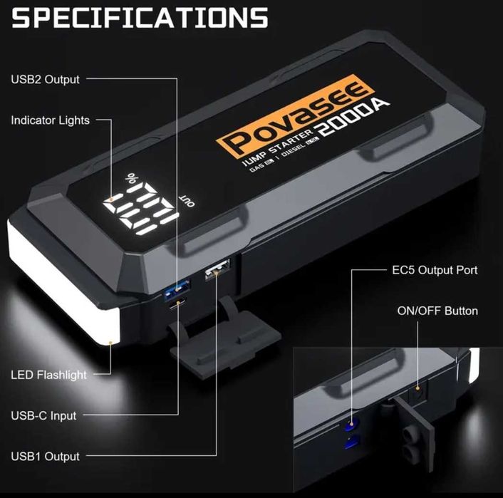 Стартер за акумулатор Jump Starter 12v за автомобил-ван-джип-бус