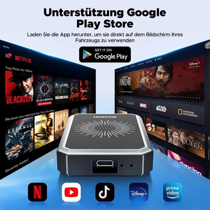 Adaptor CarPlay wireless Magic AI Box 3 în 1 video YouTube Netflix