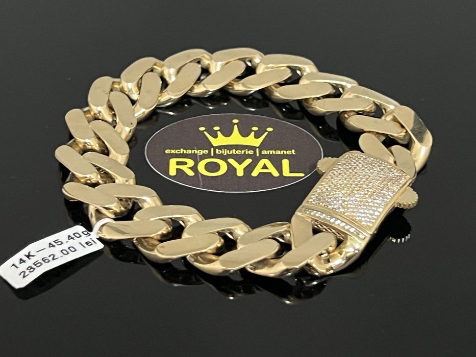 Bijuteria Royal CB : Bratara cuban monaco aur 14K 585  45,40 grame
