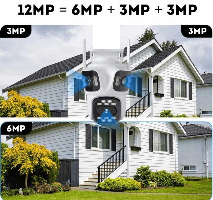 P-15 ICsee WiFi камера 12MP с 3 обектива WiFi Auto Tracking Home Prote