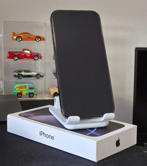 iPhone 16 Pro Max 512GB Black Titanium | 100% Battery Health | Husă MOUS Walnut + 2 Folii Spigen
