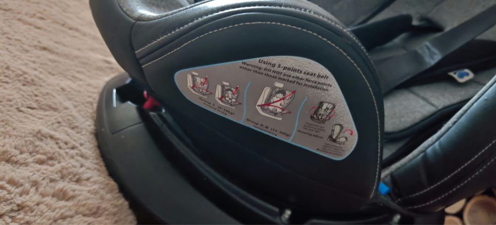 Scaun auto copii KikkaBoo ISOFIX, gri-negru