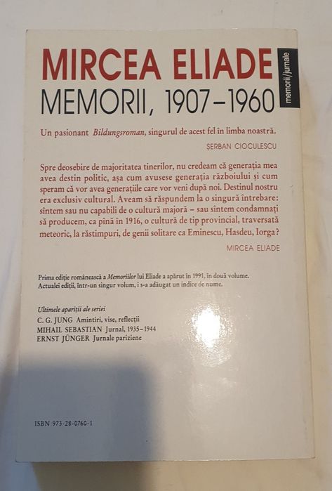 Carte Mircea Eliade Memorii