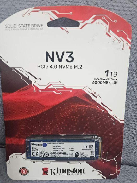 SSD Kingston NV3 1TB M.2 NVMe PCle 4.0 (до 6000 MB/s)