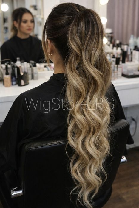 80см руса омбре опашка на къдрици с щипка