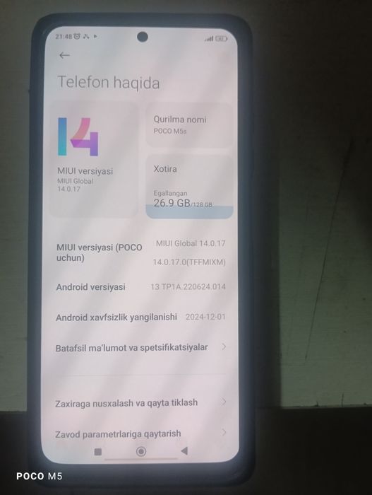 Poco M5S holati yaxshi hamma narsasi bor