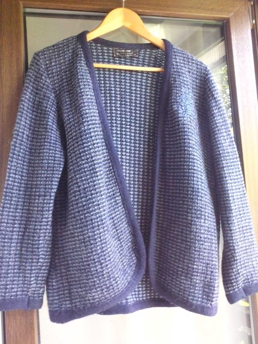 pulover femei cardigan 46,amestec lana,bleumarin cu gri bleu