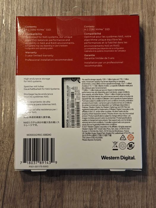 SSD WD RED SN700, 500GB, NVMe, M.2 - твърд диск НОВ БГ гаранция 2 години
