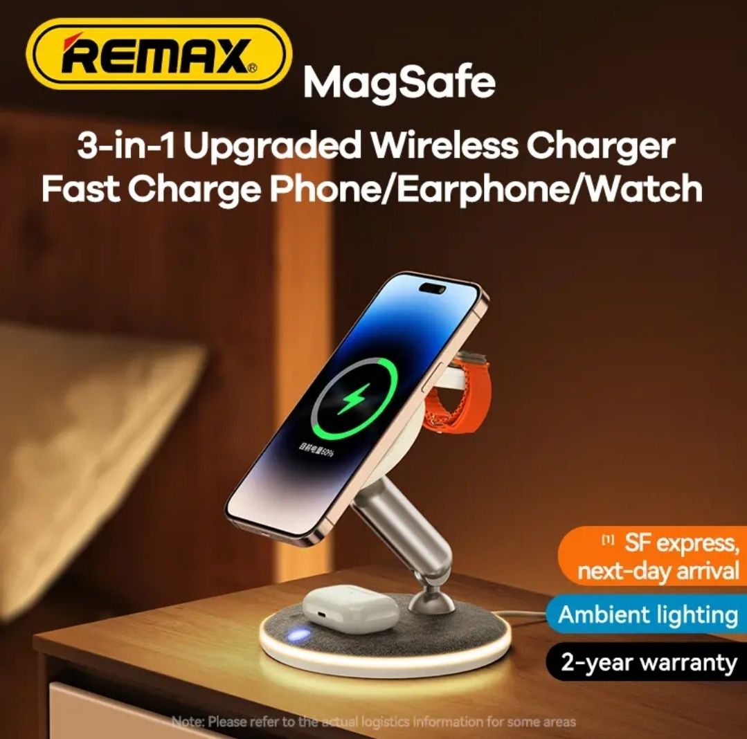 Remax RP-W90 3в1 Док-станция MagSafe 22W для iPhone 15 iWatch AirPods: 27  у.е. - Аксессуары Ташкент на Olx