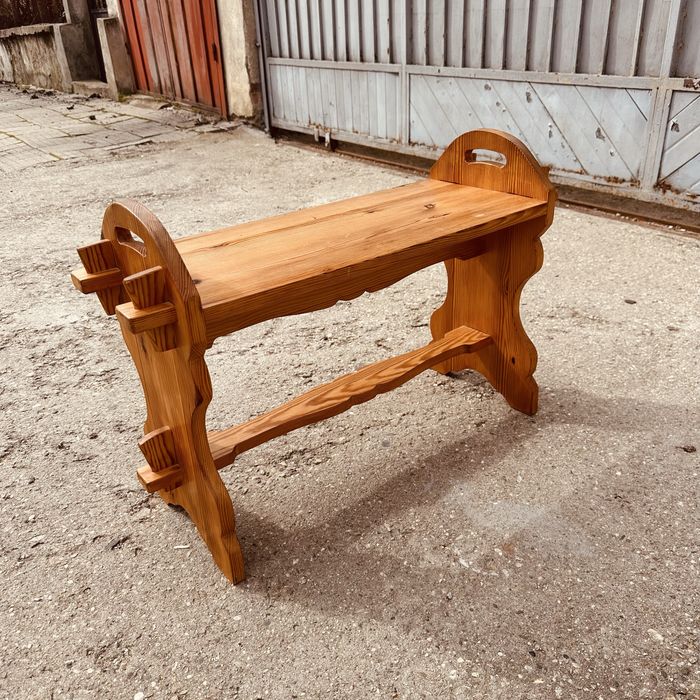 Рустик масивна дървена пейка – алпийски стил, 75 см