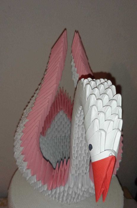 Origami, lebădă, făcută manual