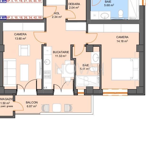 Apartament - 2 camere, decomandate - Str. Doamna Stanca