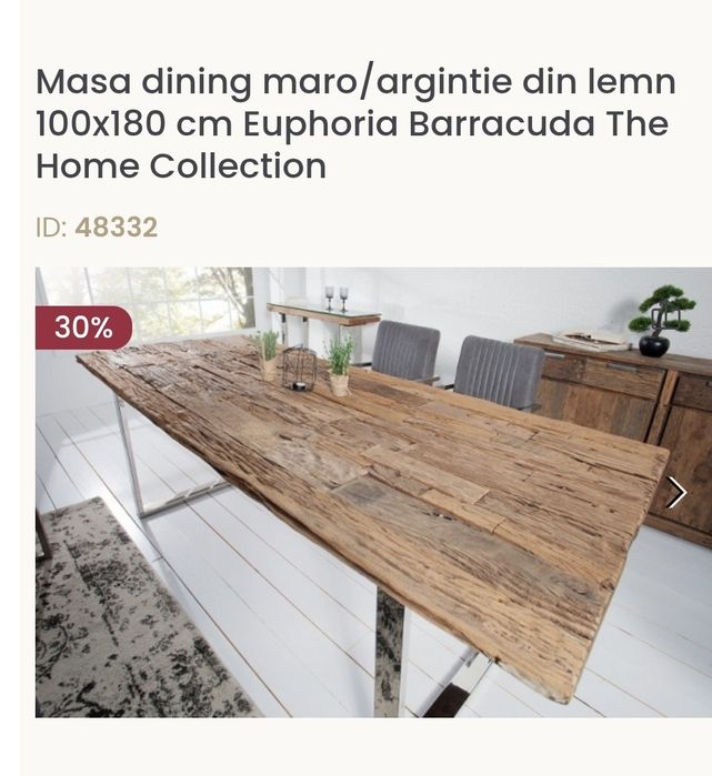 Masa dining maro/argintie din lemn + sticla 100x180 cm Euphoria Barrac
