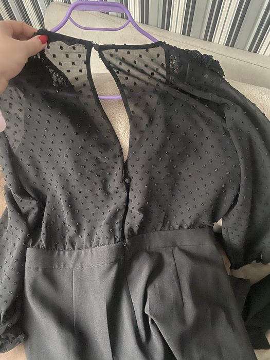 Черен гащеризон с дантела и точки ZARA Промо