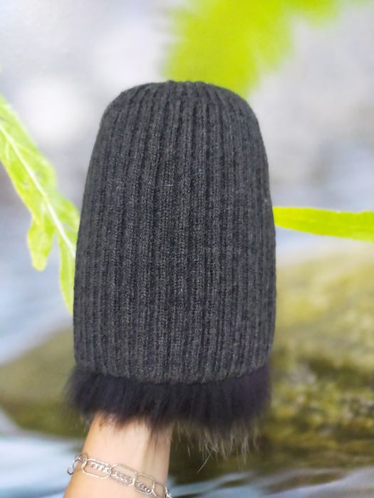 Новая шапка чернобурка на вязаной основе