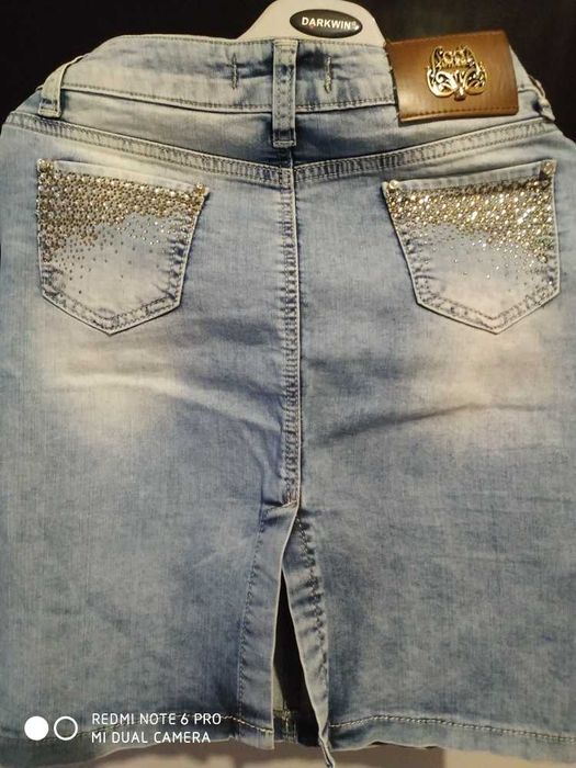 Юбка джинсовая со стразами,Турция