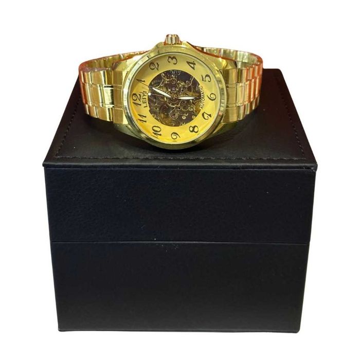 Луксозен и елегантен мъжки златист часовник LEIYI