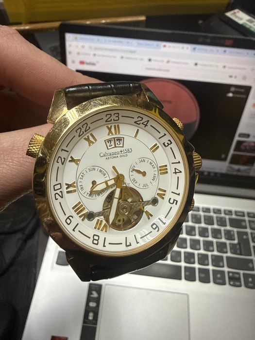 Автоматичен часовник Calvanei 1583 Astonia Gold - Open Heart
