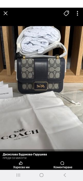 Дамска чанта Coach -естествена кожа