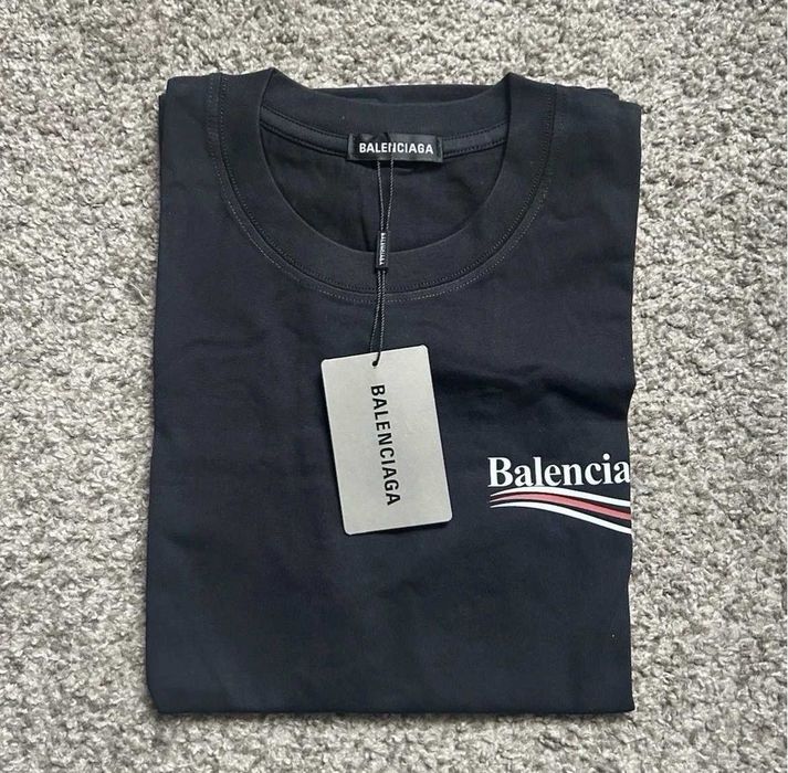 Balenciaga Black Logo Graphic Men's Crew Neck Short Sleeve T-Shirt