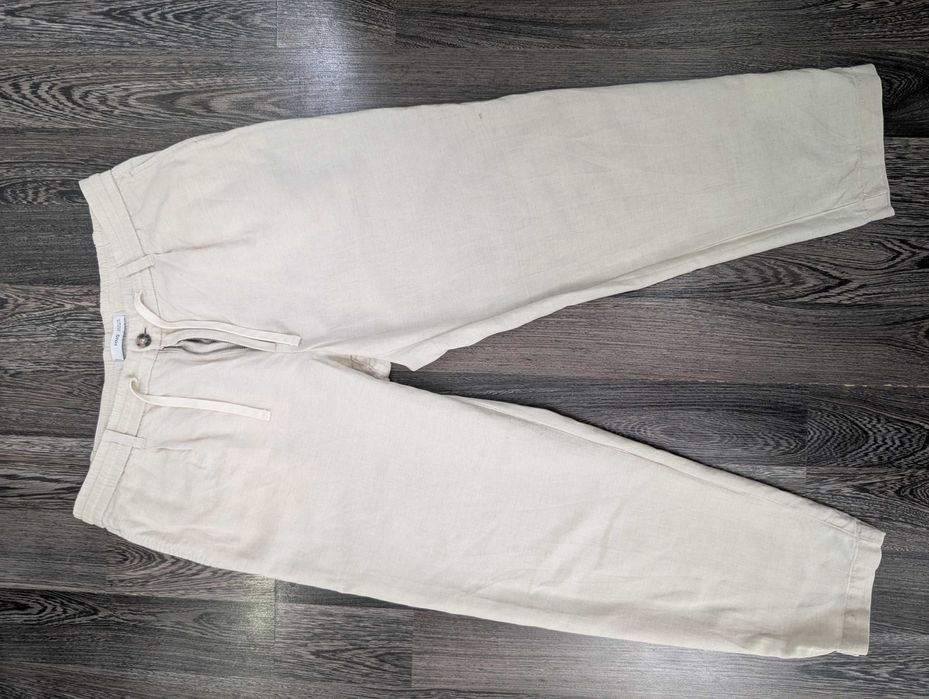 MANGO Льняные брюки slim fit со шнурком