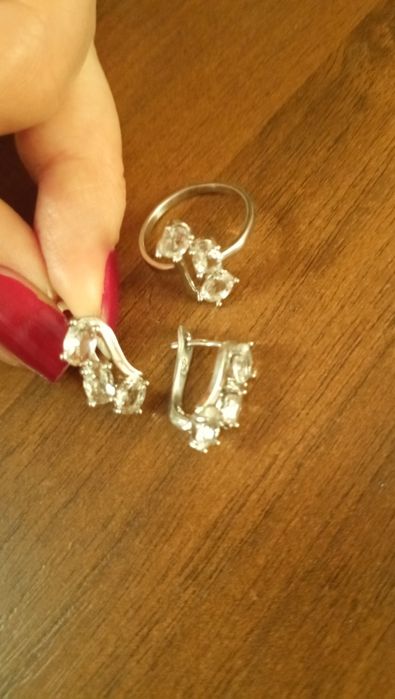 Серьги и кольцо медицинский сплав