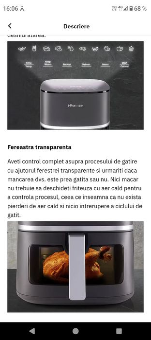 Friteuza cu aier cald Hisense