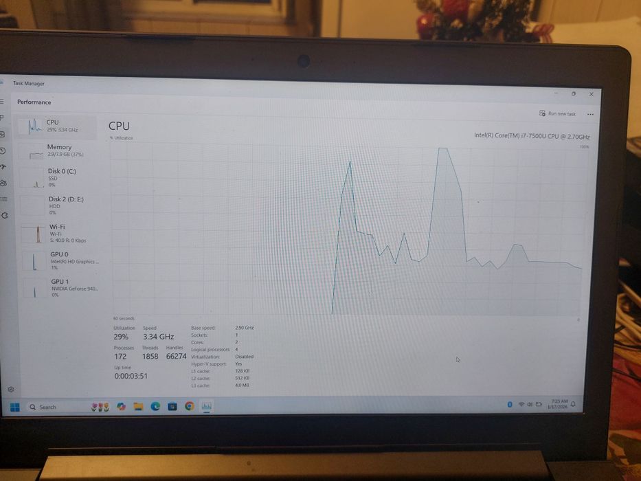 Laptop Lenovo i7-gen a7-a, video dedicata 4Gb, Ssd 128Gb+Hdd 1Tb
