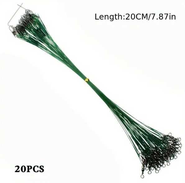 Комплект от 20 броя стоманен повод с вирбел и закопчалка 20 см