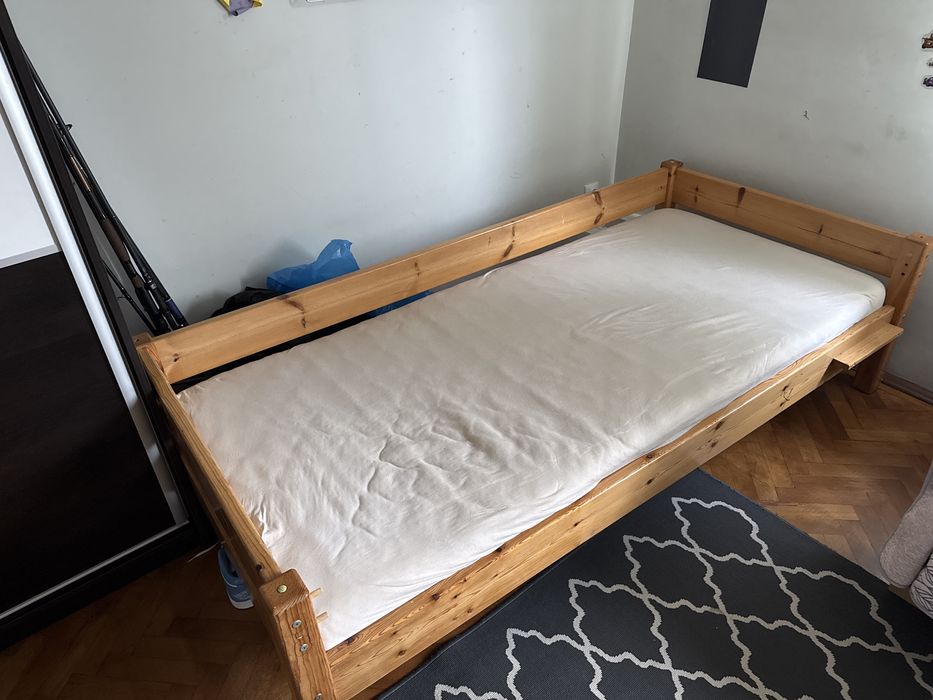 Pat 90/200cm din lemn masiv pentru copiii( cu tobogan )