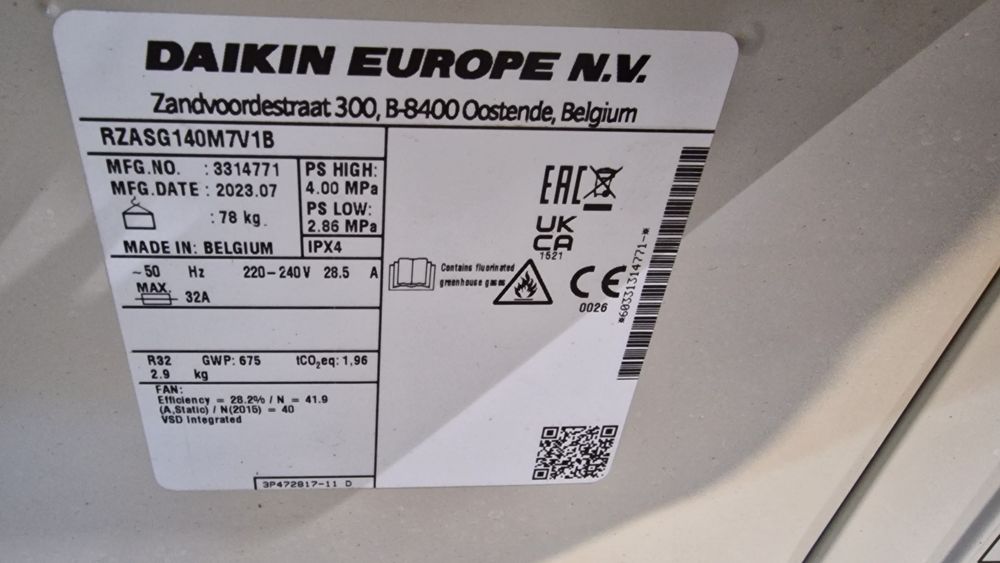 Daikin RZASG140   16kw ново външно тяло