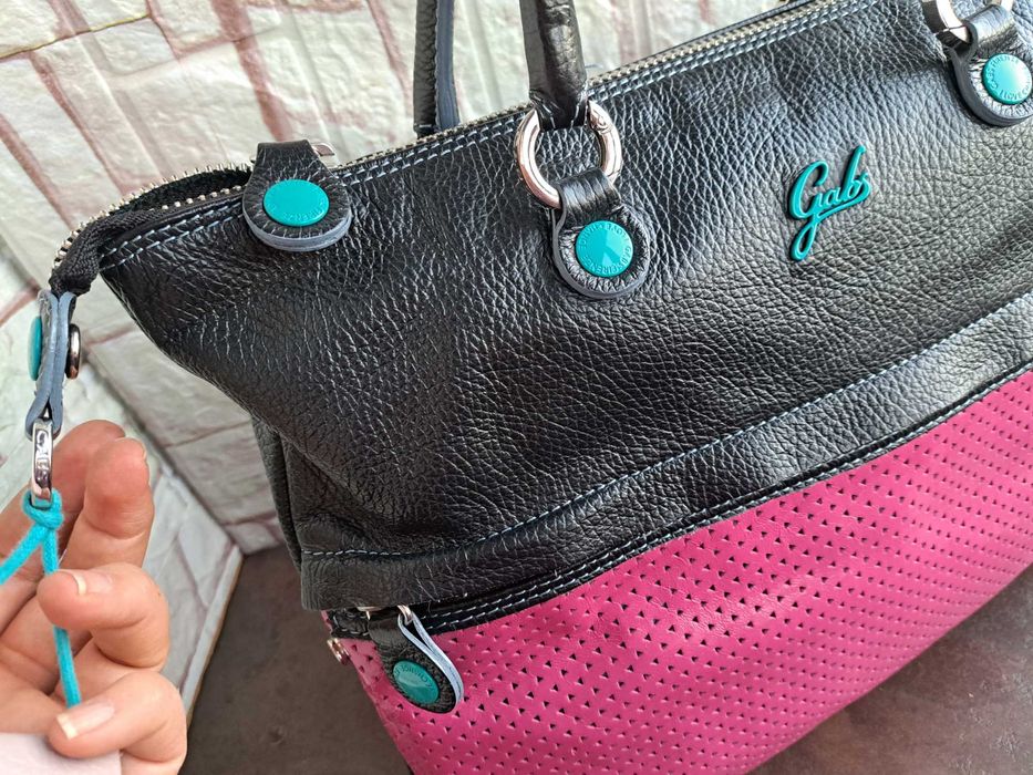 дамска чанта,Gabs-Нова! черна/розова чанта-естествена кожа