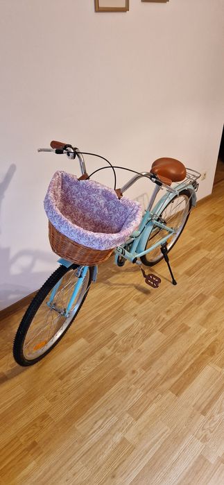 Bicicleta dama, 24 inch, V-brake, cos cumparaturi, portbagaj, sonerie,