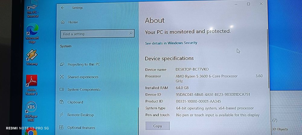 Vand ryzen 5-3600mhz -64 gb ram