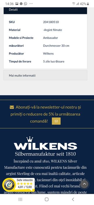 Placa serviciu Wilkens