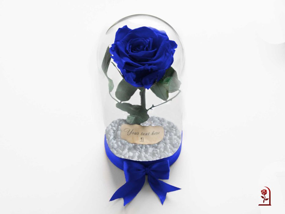 Естествена Синя Вечна Роза в Стъкленица / Подарък за Рожден Ден за Нея