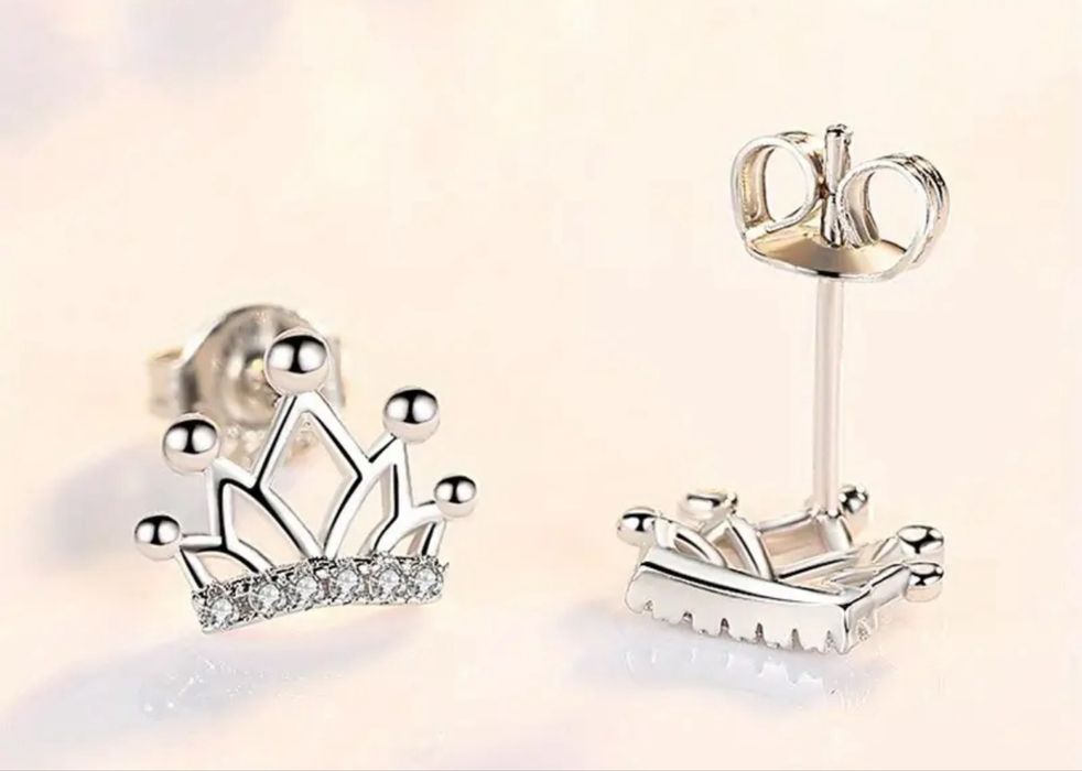 Сребърни обеци коронки