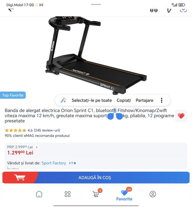 Banda de alergaee electrica Orion sprint C 1