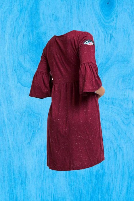 Rochie visinie cu picatele albe, brodata