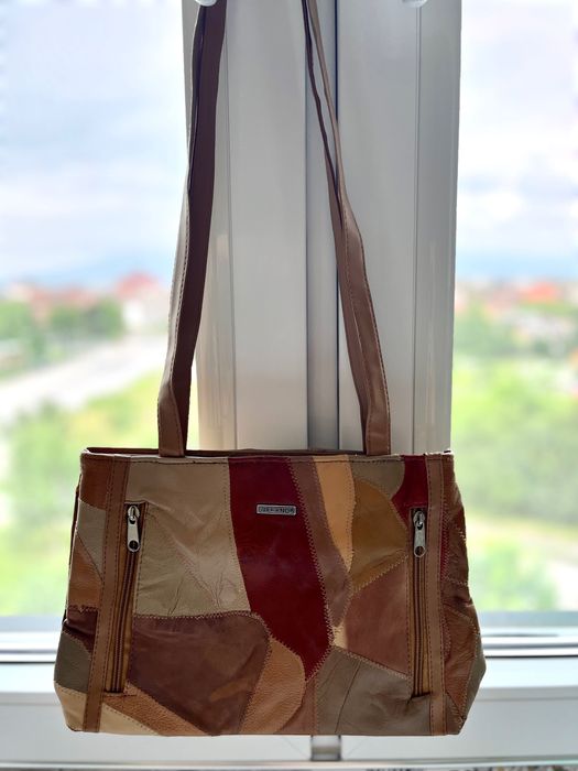 Чанти от естествена кожа - бежова и черна