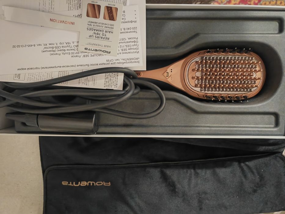 Perie reparatoare ROWENTA Hair Therapist CF9940F0, 165W, Invelis Kerat