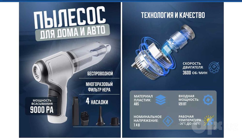 Пылесос для автомобиль Беспроводный 12 Вольт Доставка бесплатно
