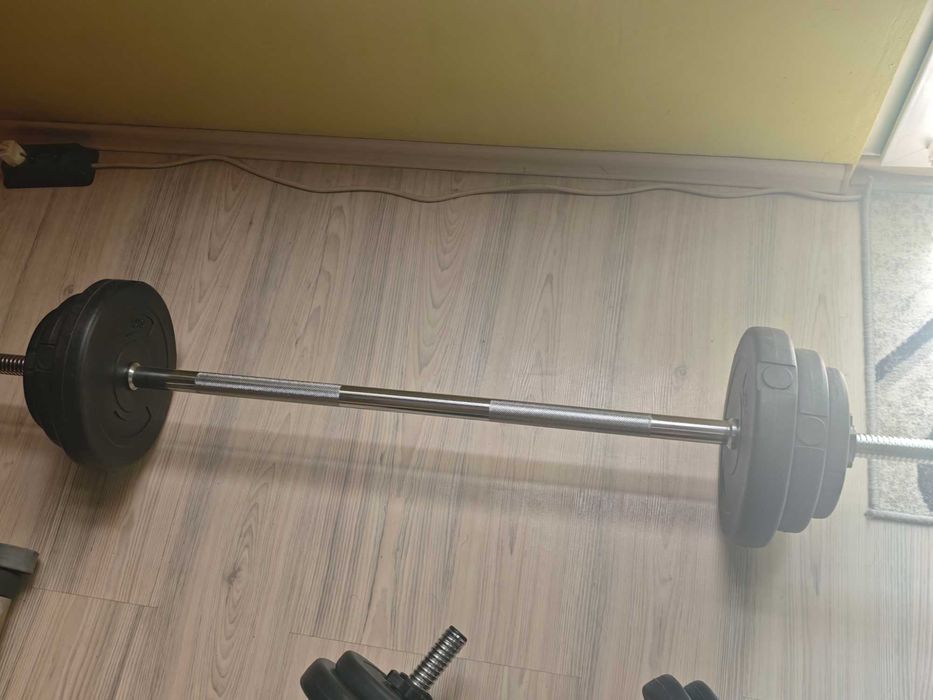 Велоергометър,Гири 1 кг,Дъмбели и Прав лост със тежести