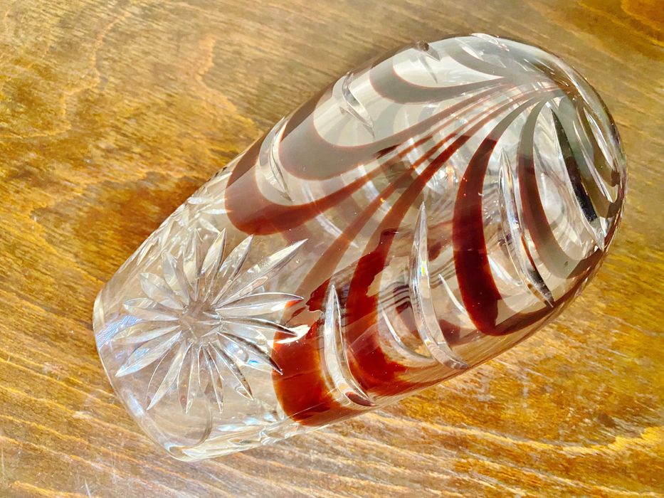 Нова Масивна Ръчно изработена Кристална ваза с Флорални мотиви