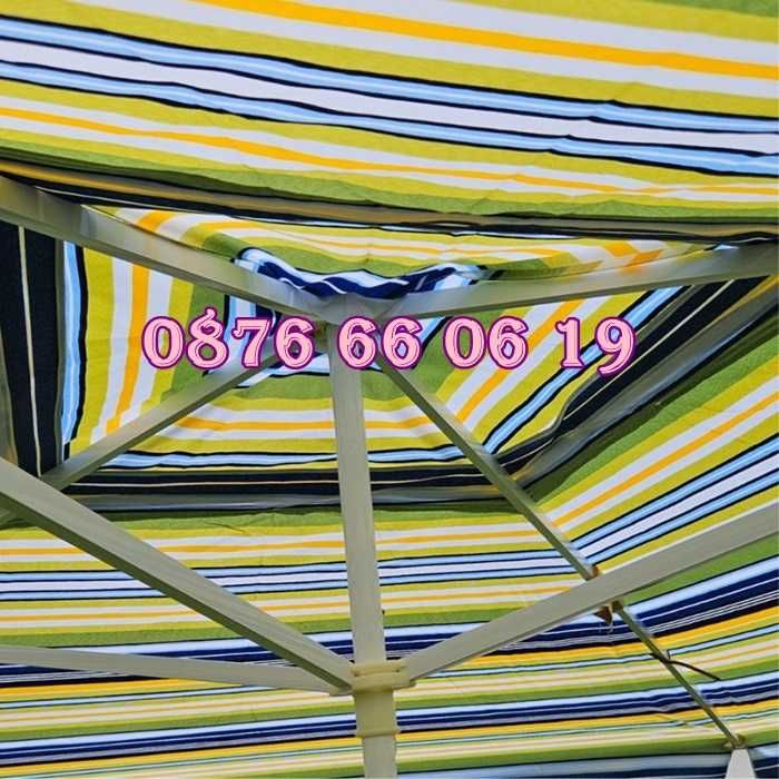 Квадратен градински чадър 2.60х2.60 м, многоцветен, покривало от плат