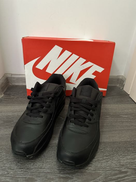 100% Оригинални!! Мъжки черни кожени маратонки Nike Air Max 90 Leather