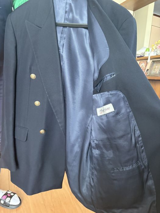 Мъжки сака Л размер тъмно синьо и бежово