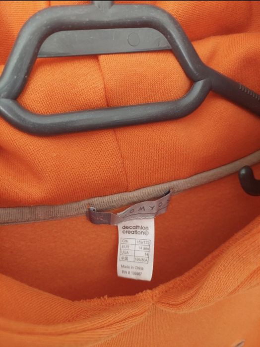 Hanorac Domyos portocaliu cu glugă, 14 ani (158–164 cm), nou