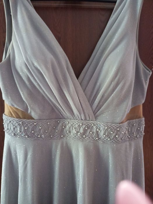 Rochie ocazie lunga argintie marimea 44