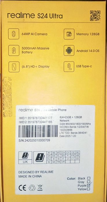 Realmi s24 Ultra holati ideal karobka dakment bor
